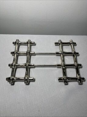 vintage FB Rogers silver-plated expandable bamboo trivet 
made in Italy